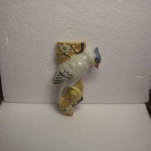 Vintage Luster Ware Hand Painted Made in Japan Colorful Bird Wall Pocket